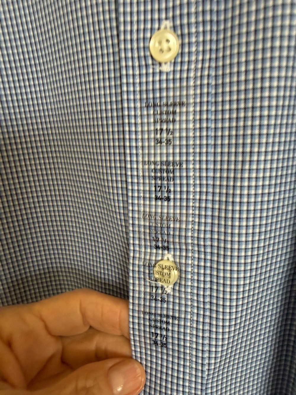 NWT Polo by Ralph Lauren men's Blue Micro-Check 17 1/2 Dress Shirt - Picture 6 of 10